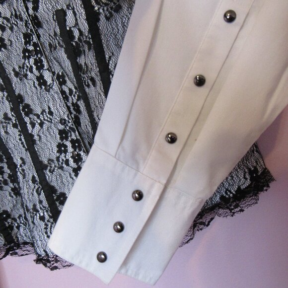 Ross Mayer Blouse, sz. 10, Cotton Blend, White /Black - Picture 4 of 8